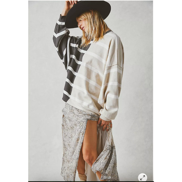 Free People Sweaters - Free People Uptown Stripe Pullover Sweater Large